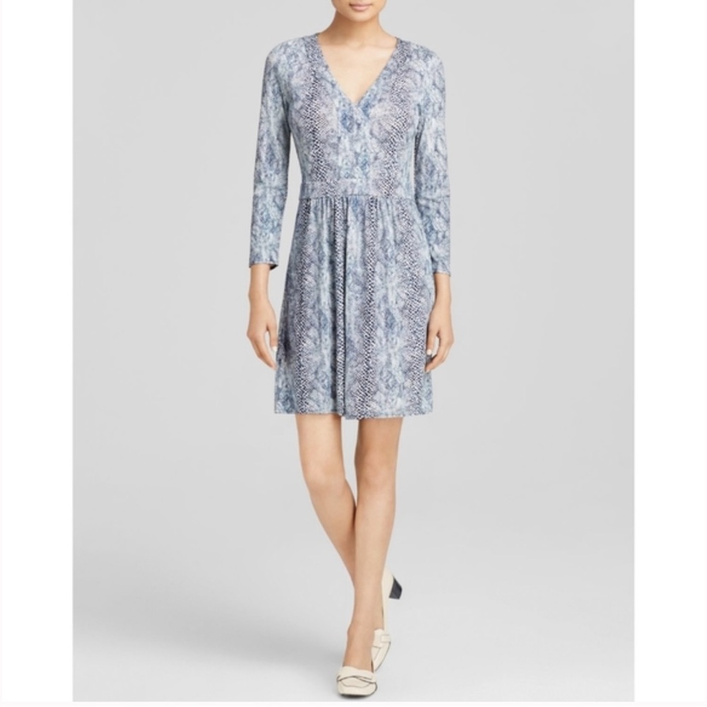 Tory Burch blue snake print jersey dress in large